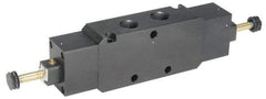 Parker - 1/2" NPT Port, Double Solenoid, 3 Position Valveless Coil, Aluminum Solenoid Valve - Pressure Center Open, 145 Max PSI, Buna-N Seal - Americas Industrial Supply