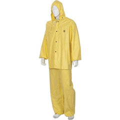 MCR Safety - Size 4XL, Yellow, Rain Three Piece Suit - Detachable Hood, Take Up Snaps Ankle, Take Up Snaps Wrist - Americas Industrial Supply