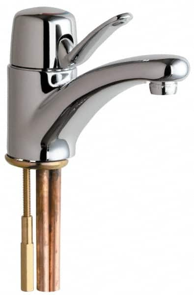 Chicago Faucets - Single Handle, Deck Mounted, Single Hole Bathroom Faucet - Ceramic Mixing Cartridge, No Drain, Integral Spout - Americas Industrial Supply