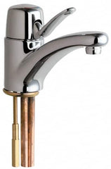 Chicago Faucets - Single Handle, Deck Mounted, Single Hole Bathroom Faucet - Ceramic Mixing Cartridge, No Drain, Integral Spout - Americas Industrial Supply