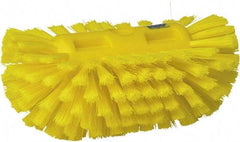 Vikan - 1-1/2" Bristle Length, Polyester Utility Scrub Brush - 5-1/2" Wide Head, 8" OAL, European Threaded Handle, Yellow, Polypropylene Block - Americas Industrial Supply