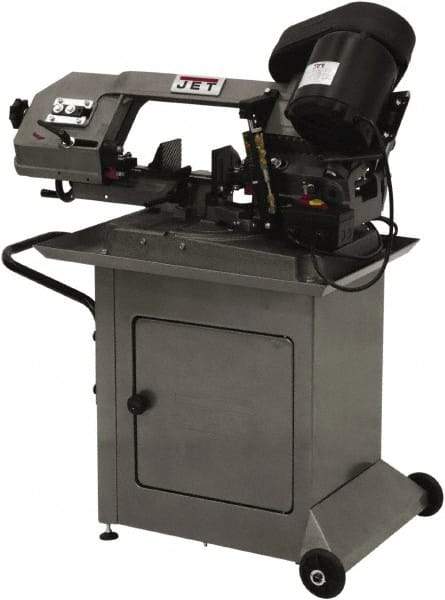 Jet - 5 x 6" Max Capacity, Manual Step Pulley Horizontal Bandsaw - 80, 120 & 200 SFPM Blade Speed, 115/230 Volts, 45 & 60°, 1 Phase - Americas Industrial Supply