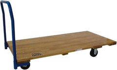 PRO-SOURCE - 2,000 Lb Capacity Hardwood/Steel Platform Truck - Hardwood Deck, 36" OAW, 72" Platform Length, Mold-On-Rubber Casters - Americas Industrial Supply