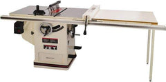 Jet - 10" Blade Diam, 5/8" Arbor Diam, 1 Phase Table Saw - 5 hp, 65" Wide x 36" Deep x 38" High, 230 Volt, 3" Cutting Depth - Americas Industrial Supply