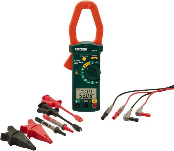 Extech - 4 Piece, Clamp Meter Test Kit - 600 Volt Max, LCD Display - Americas Industrial Supply