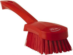 Vikan - 1.3" Bristle Length, Polyester Scrub Brush - 4-1/4" Long x 2-3/4" Wide Head, 10" OAL, Red, Polypropylene Block - Americas Industrial Supply