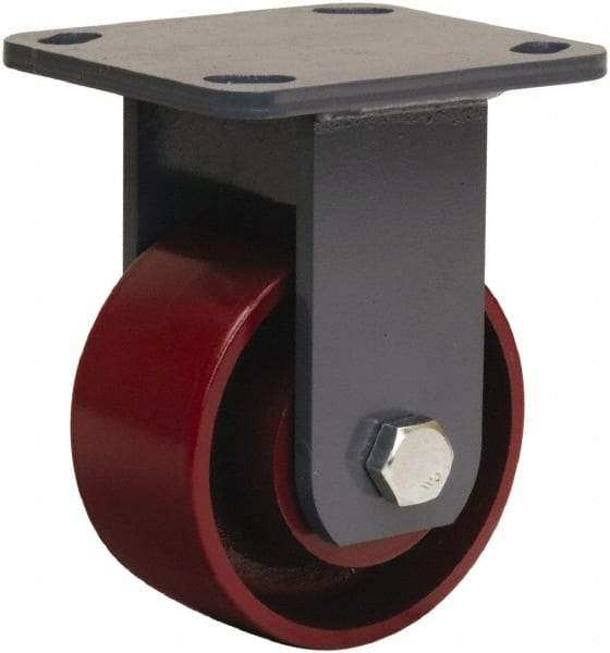 Hamilton - 4" Diam x 2" Wide x 5-5/8" OAH Top Plate Mount Rigid Caster - Cast Iron, 1,000 Lb Capacity, Precision Ball Bearing, 4 x 4-1/2" Plate - Americas Industrial Supply