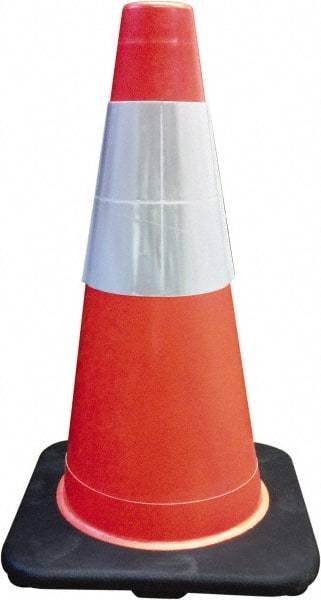 PRO-SAFE - 18" High, Orange Traffic Cone with Base - 12" Base Width, 3 Lb, PVC - Americas Industrial Supply