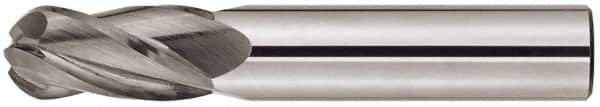 Niagara Cutter - 5/8" Diam, 3/4" LOC, 4 Flute Solid Carbide Ball End Mill - TiAlN Finish, Single End, 3" OAL, 5/8" Shank Diam, Spiral Flute - Americas Industrial Supply