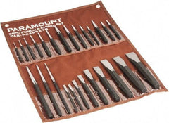 Paramount - 26 Piece Punch & Chisel Set - 1/4 to 1-3/16" Chisel, 3/8 to 1/4" Punch, Hexagon Shank - Americas Industrial Supply