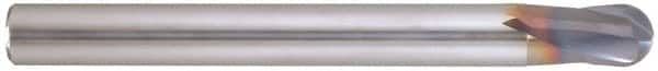 Niagara Cutter - 1/2" Diam, 1/2" LOC, 2 Flute Solid Carbide Ball End Mill - AlTiN Finish, Single End, 4" OAL, 1/2" Shank Diam, Spiral Flute - Americas Industrial Supply