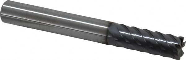 Niagara Cutter - 3/8", 1" LOC, 3/8" Shank Diam, 3" OAL, 6 Flute, Solid Carbide Square End Mill - Single End, AlTiN Finish, Spiral Flute, 45° Helix, Centercutting, Right Hand Cut, Right Hand Flute, Series MZ645 - Americas Industrial Supply