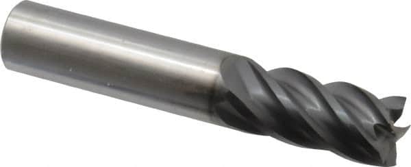 Niagara Cutter - 5/8", 1-1/4" LOC, 5/8" Shank Diam, 3-1/2" OAL, 5 Flute, Solid Carbide Square End Mill - Single End, AlCrN Finish, Spiral Flute, Variable° Helix, Centercutting, Right Hand Cut, Right Hand Flute, Series STS540 - Americas Industrial Supply