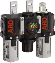 ARO/Ingersoll-Rand - 1/4" NPT Port Miniature 3 Piece Filter-Regulator-Lubricator FRL Unit - Polycarbonate Bowl, 46 SCFM, 150 Max psi, 5" High x 4.724" Long, Automatic Drain - Americas Industrial Supply