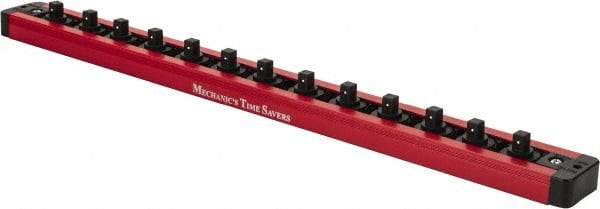 Value Collection - 13 Piece Capacity Magnetic Locking Socket Holder - 1/4" Drive, Red - Americas Industrial Supply