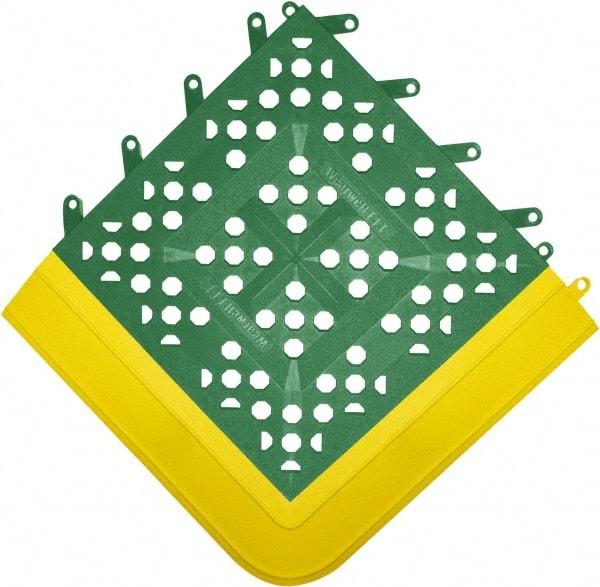 Wearwell - 27" Long x 30" Wide x 27" High x 5/8" Thick, PVC Plumbed Wash Station Emergency Eyewash/Drench Shower Mat - Green Matting, Includes 3" Wide Ramps - Americas Industrial Supply