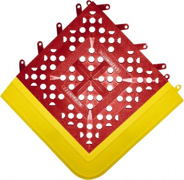 Wearwell - 27" Long x 42" Wide x 27" High x 5/8" Thick, PVC Plumbed Wash Station Emergency Eyewash/Drench Shower Mat - Red Matting, Includes 3" Wide Ramps - Americas Industrial Supply