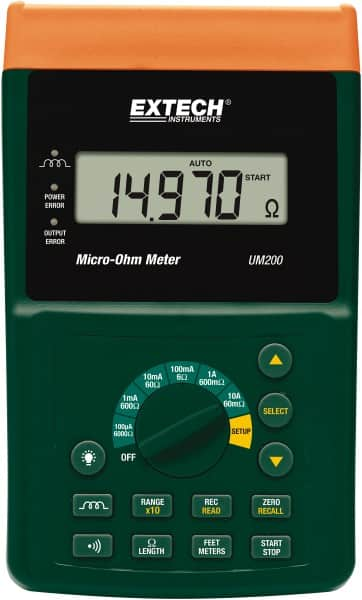 Extech - Digital LCD Display, 600 Megohm Electrical Insulation Resistance Tester & Megohmmeter - Powered by 11.1V Battery & Rechargeable Li-Polymer Battery - Americas Industrial Supply