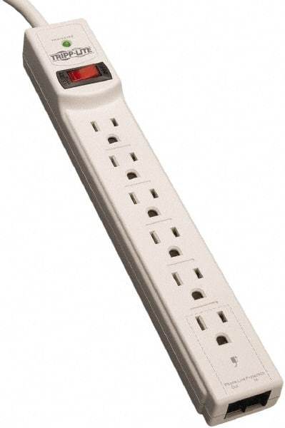 Tripp-Lite - 6 Outlets, 120 VAC15 Amps, 8' Cord, Power Outlet Strip - Floor, Keyhole Mount, 5-15 NEMA Configuration, 1.23" Strip - Americas Industrial Supply