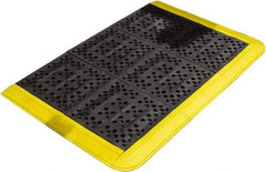 Wearwell - Dry/Wet Environment, Anti-Fatigue Matting - Black & Yellow, Vinyl with Vinyl Base, Beveled - Americas Industrial Supply