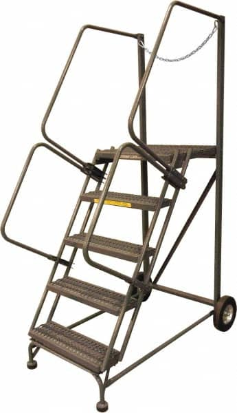 Ballymore - 80" 5 Step Rolling Warehouse Ladder - Truck & Dock Access, 450 Lb Capacity, 50" Platform Height, 32" Base Width x 53" Base Depth, Serrated - Americas Industrial Supply