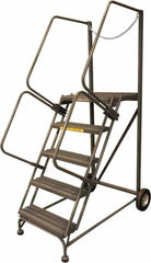 Ballymore - 80" 5 Step Rolling Warehouse Ladder - Truck & Dock Access, 450 Lb Capacity, 50" Platform Height, 44" Base Width x 60" Base Depth, Serrated - Americas Industrial Supply