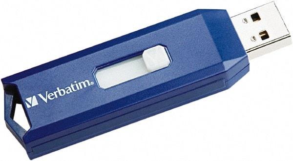 Verbatim - 8GB Blue Flash Drive - Use with Windows 2000, Windows XP, Vista, Windows 7, Mac OS 9.x or higher, Linux Kernel 2.6x or higher - Americas Industrial Supply