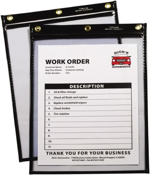 C-LINE - 15 Piece Black/Clear Shop Ticket Holder - 12" High x 9" Wide - Americas Industrial Supply