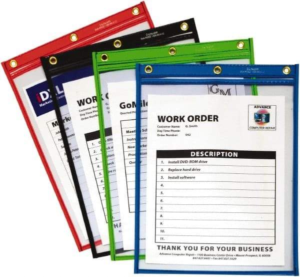 C-LINE - 20 Piece Black, Red, Blue & Green Shop Ticket Holder - 12" High x 9" Wide - Americas Industrial Supply