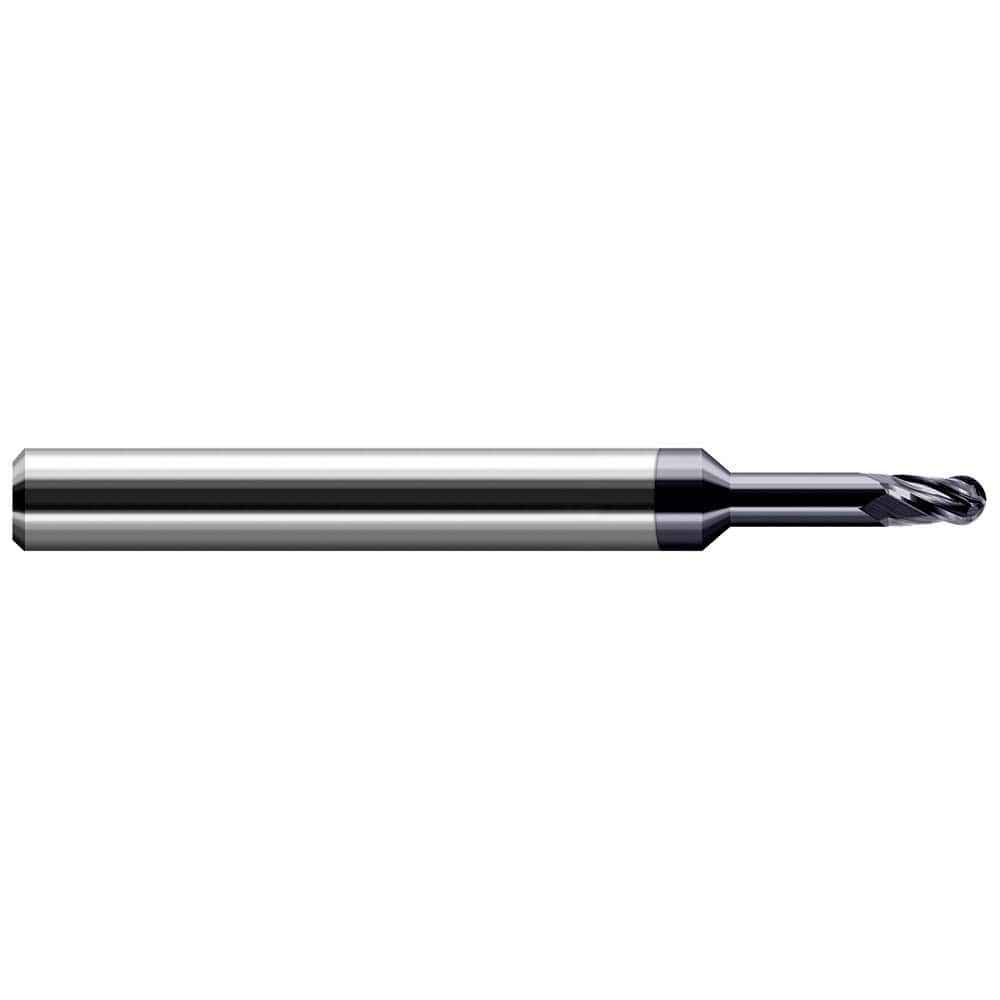 Harvey Tool - Ball End Mills; Mill Diameter (mm): 0.60 ; Mill Diameter (Decimal Inch): 0.0236 ; Number of Flutes: 4 ; Length of Cut (mm): 0.9000 ; Length of Cut (Decimal Inch): 0.0354 ; Material: Solid Carbide - Exact Industrial Supply