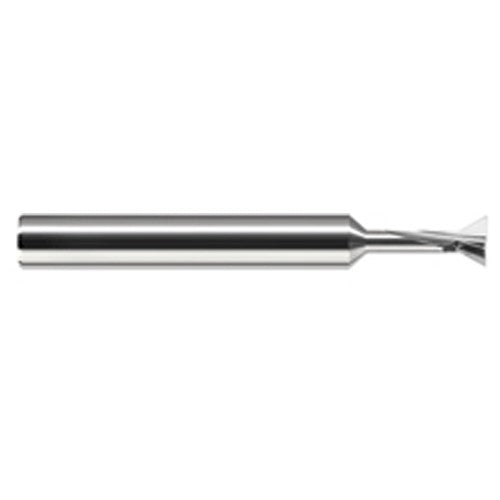 Dovetail Cutters - 0.2500″ (1/4″) Cutter Diameter × 0.0100″ Radius × 0.2500″ (1/4″) Neck Length × 60° included Carbide Dovetail Cutter, 2 Flutes