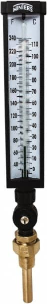 Winters - 30 to 240°F, Industrial Thermometer with Standard Thermowell - 3 Inch Immersion Length, 3-1/2 Inch Stem Length, 17 Inch Long, 3/4 Inch Thread - Americas Industrial Supply