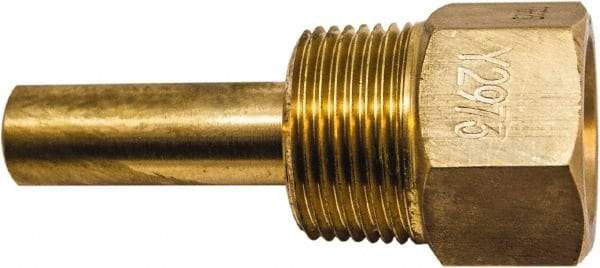 Winters - 4-1/2 Inch Overall Length, 3/4 Inch Thread, Brass Thermowell - 2-1/2 Inch Insertion Length - Americas Industrial Supply