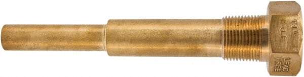 Winters - 6-3/4 Inch Overall Length, 3/4 Inch Thread, Brass Thermowell - 5 Inch Insertion Length - Americas Industrial Supply