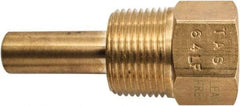 Winters - 2-1/2 Inch Overall Length, 3/4 Inch Thread, Brass Thermowell - 1.3 Inch Insertion Length - Americas Industrial Supply