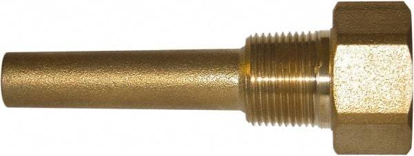 Winters - 4-1/4 Inch Overall Length, 3/4 Inch Thread, Brass Thermowell - 2-1/2 Inch Insertion Length - Americas Industrial Supply