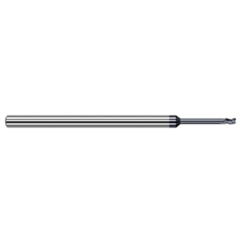 Variable Helix End Mills for Free Machining Steels - 0.0200″ Cutter Diameter × 0.0300″ Length of Cut × 0.1000″ Reach Carbide Square End Mill for Free Machining Steels, 3 Flutes, AlTiN Coated