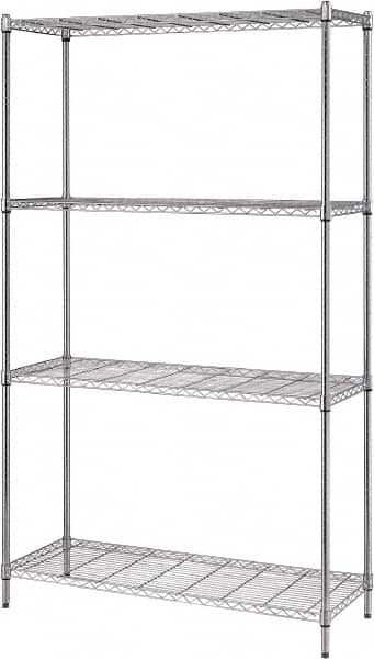 Quantum Storage - 4 Shelf Wire Shelving Unit - 36" Wide x 18" Deep x 72" High, - Americas Industrial Supply