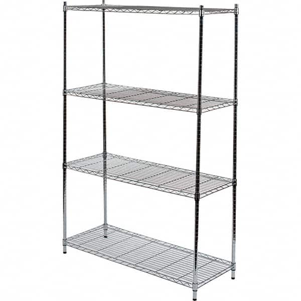 Quantum Storage - 4 Shelf Wire Shelving Unit - 48" Wide x 18" Deep x 72" High, - Americas Industrial Supply