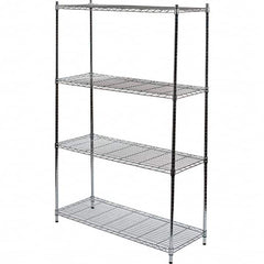 Quantum Storage - 4 Shelf Wire Shelving Unit - 48" Wide x 18" Deep x 72" High, - Americas Industrial Supply