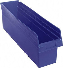 Quantum Storage - 23-5/8" Deep, Blue Polypropylene Hopper Shelf Bin - 8" High x 6-5/8" Wide x 23-5/8" Long - Americas Industrial Supply
