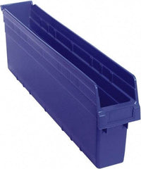 Quantum Storage - 23-5/8" Deep, Blue Polypropylene Hopper Shelf Bin - 8" High x 4-3/8" Wide x 23-5/8" Long - Americas Industrial Supply