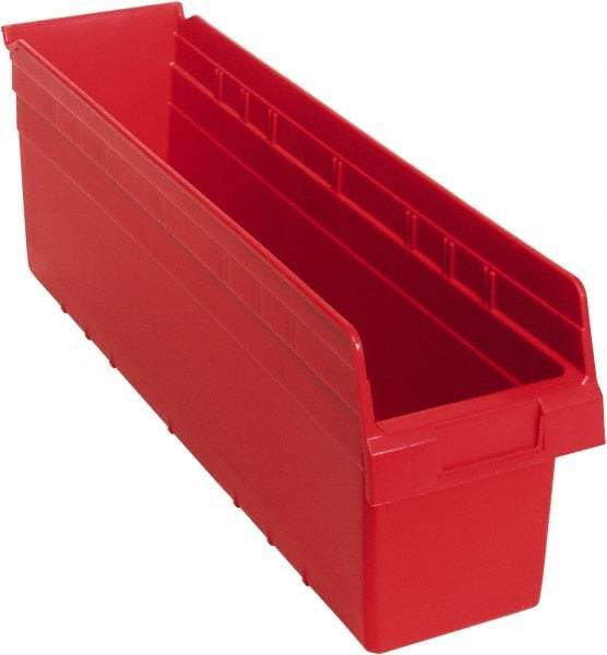 Quantum Storage - 23-5/8" Deep, Red Polypropylene Hopper Shelf Bin - 8" High x 6-5/8" Wide x 23-5/8" Long - Americas Industrial Supply
