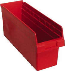 Quantum Storage - 17-7/8" Deep, Red Polypropylene Hopper Shelf Bin - 8" High x 6-5/8" Wide x 17-7/8" Long - Americas Industrial Supply