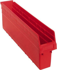 Quantum Storage - 23-5/8" Deep, Red Polypropylene Hopper Shelf Bin - 8" High x 4-3/8" Wide x 23-5/8" Long - Americas Industrial Supply