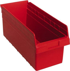 Quantum Storage - 17-7/8" Deep, Red Polypropylene Hopper Shelf Bin - 8" High x 8-3/8" Wide x 17-7/8" Long - Americas Industrial Supply