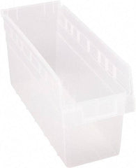 Quantum Storage - 17-7/8" Deep, Clear Polypropylene Hopper Shelf Bin - 8" High x 6-5/8" Wide x 17-7/8" Long - Americas Industrial Supply