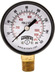 Winters - 2" Dial, 1/4 Thread, 0-160 Scale Range, Pressure Gauge - Lower Connection Mount, Accurate to 3-2-3% of Scale - Americas Industrial Supply