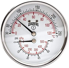 Winters - 3" Dial, 1/2 Thread, 0-75 Scale Range, Pressure Gauge - Center Back Connection Mount, Accurate to 0.03% of Scale - Americas Industrial Supply
