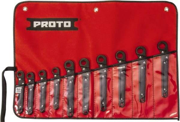 Proto - 10 Piece, 10mm to 19mm, 12 Point Ratcheting Flare Nut Set - Metric Measurement Standard, Black Oxide Finish - Americas Industrial Supply